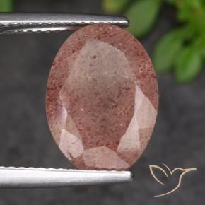 Quartz Fraise Rose moyen naturelle ovale, 5.50 ct, Translucide