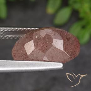 Quartz Fraise Rose moyen naturelle ovale, 5.50 ct, Translucide