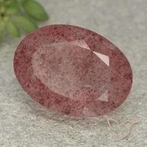 Quartz Fraise Rose foncé naturelle ovale, 5.61 ct, Translucide