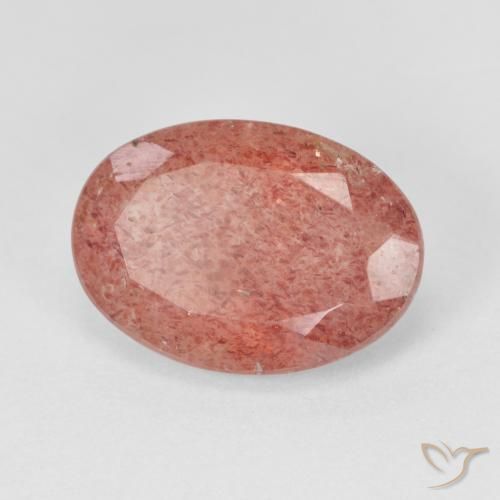 5.16ct Naturel Orange rougeâtre pâle Quartz Fraise, ovale, Translucide