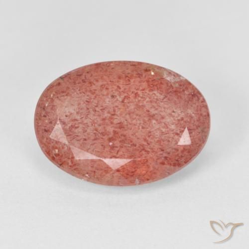 Quartz fraise Orange rougeâtre pâle naturelle ovale, 5.16 ct, Translucide