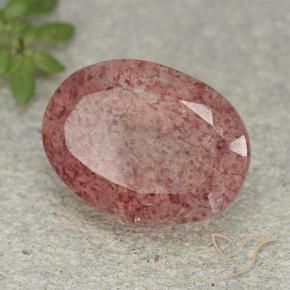 Quartz Fraise Rose naturelle ovale, 5.38 ct, Translucide