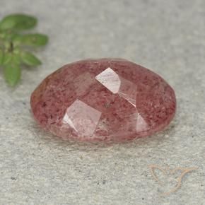 Quartz Fraise Rose naturelle ovale, 5.38 ct, Translucide