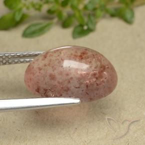 Quartz Fraise Pêche rose naturelle ovale, 5.39 ct, Translucide