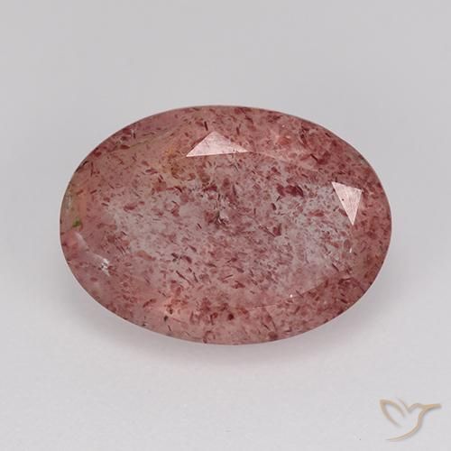 Quartz Fraise Rose naturelle ovale, 5.30 ct, Translucide