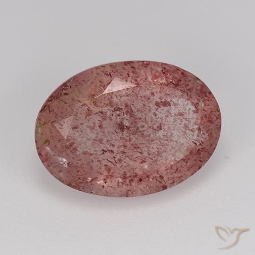 Quartz Fraise Rose naturelle ovale, 5.30 ct, Translucide