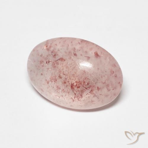 Quartz Fraise Rose moyen naturelle ovale, 3.32 ct, Translucide