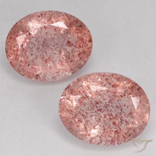 6.35ctw Naturel Rose léger Quartz Fraise, ovale, Translucide