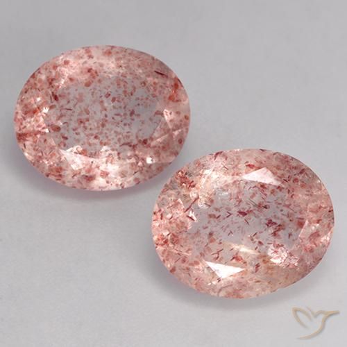 6.91ctw Naturel Rose moyen Quartz Fraise, ovale, Transparent