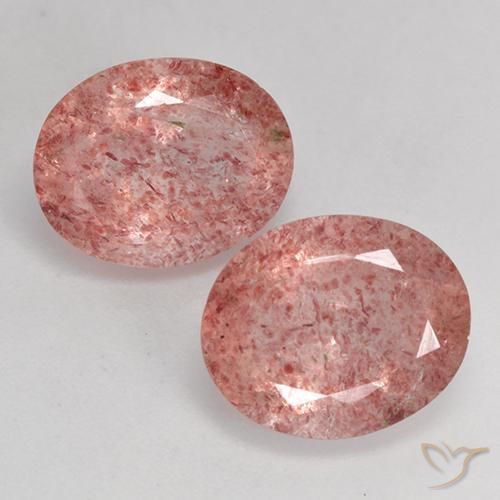 6.34ctw Naturel Rose moyen-léger Quartz Fraise, ovale, Translucide
