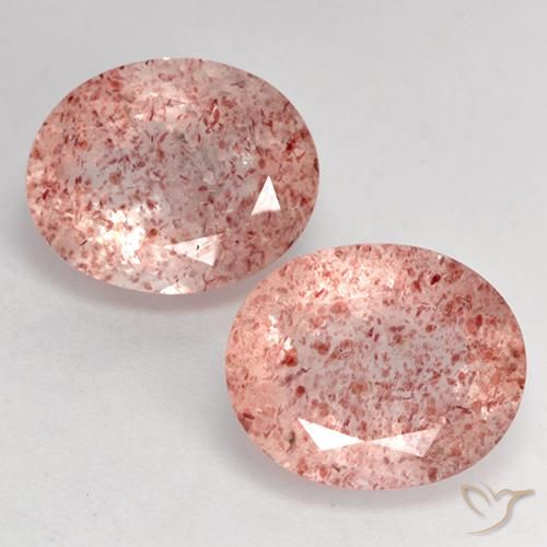 7.45ctw Naturel Rose moyen-léger Quartz Fraise, ovale, Translucide