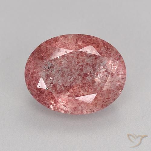 Quartz Fraise Rose foncé naturelle ovale, 3.06 ct, Translucide