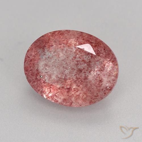 Quartz Fraise Rose foncé naturelle ovale, 3.06 ct, Translucide