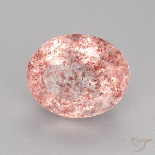 Quartz Fraise Rose clair naturelle ovale, 4.27 ct, Translucide