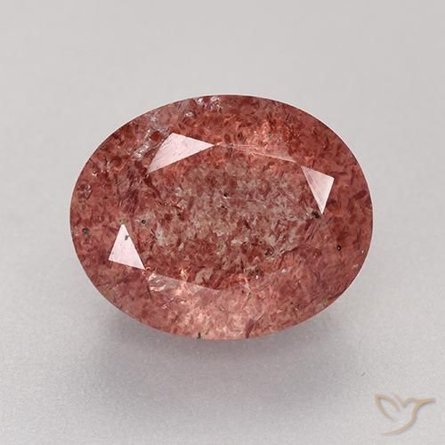 Quartz fraise Rose framboise naturelle Coupe ovale, 3.89 ct, Translucide