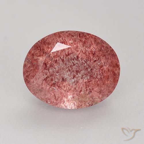 Quartz fraise Rose foncé naturelle Coupe ovale, 3.68 ct, Translucide