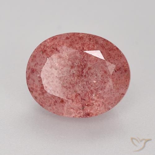 Quartz fraise Rose foncé naturelle ovale, 3.83 ct, Translucide
