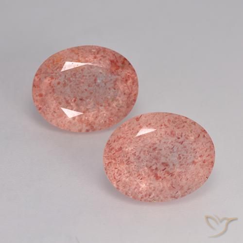 6.58ctw Naturel Rose moyen-léger Quartz fraise, ovale, Translucide