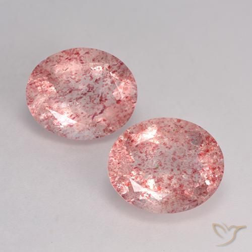 6.54ctw Naturel Rose moyen-léger Quartz Fraise, ovale, Translucide