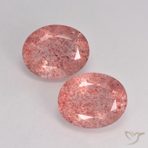 6.64ctw Naturel Rose moyen-léger Quartz Fraise, ovale, Translucide