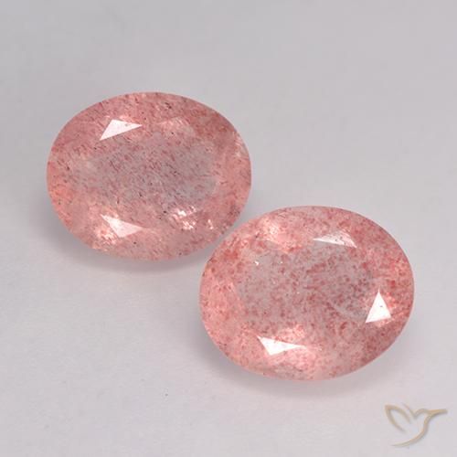 6.99ctw Naturel Rose moyen Quartz Fraise, ovale, Translucide