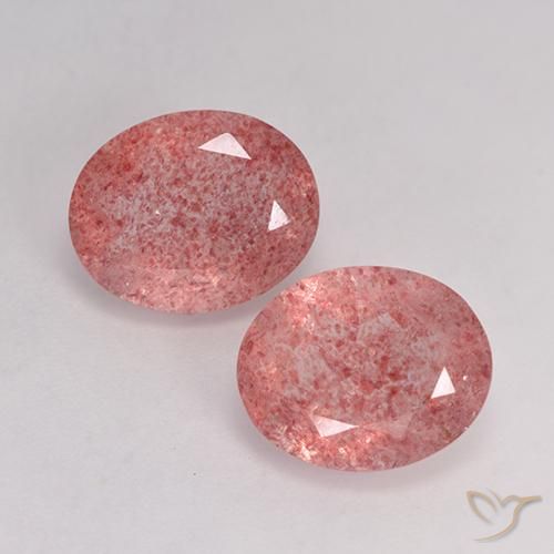 5.96ctw Naturel Rouge moyen Quartz Fraise, ovale, Translucide