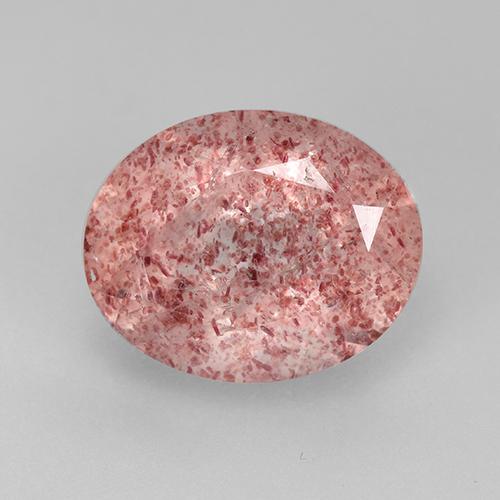 Quartz fraise rose naturelle coupe ovale, 3,80 ct, translucide