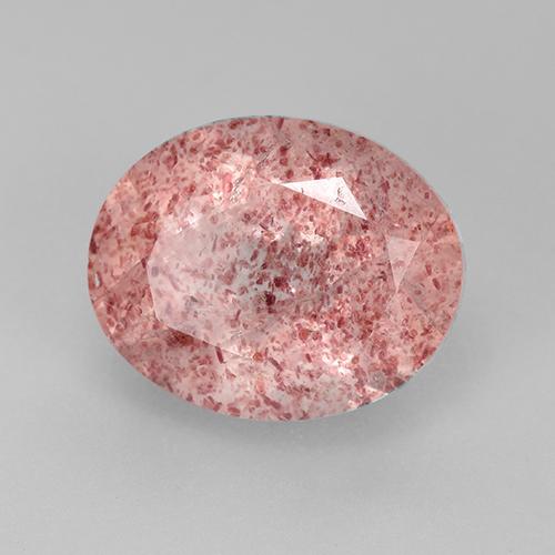 Quartz fraise rose naturelle coupe ovale, 3,80 ct, translucide