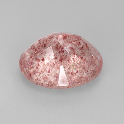 Quartz fraise rose naturelle coupe ovale, 3,80 ct, translucide