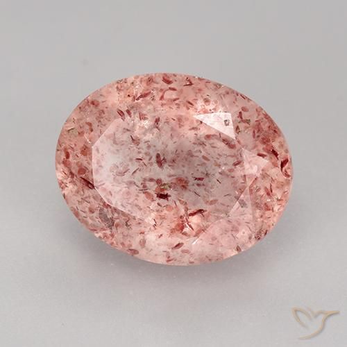 Quartz fraise Rose moyen-léger naturelle ovale, 3.86 ct, Transparent