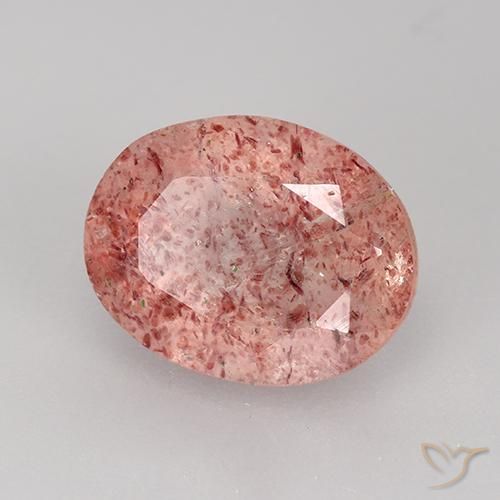 Quartz fraise Rose moyen naturelle ovale, 3.34 ct, Translucide