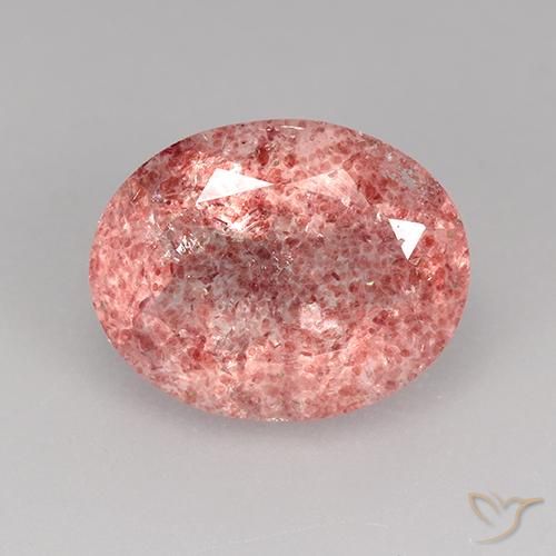 Quartz fraise Rose léger naturelle Coupe ovale, 3.34 ct, Translucide