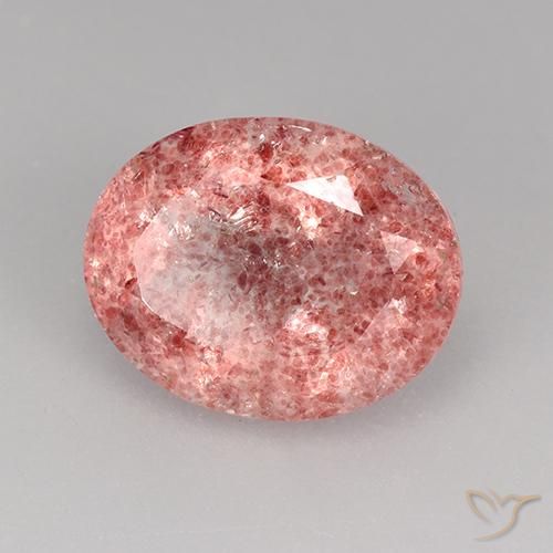 Quartz fraise Rose léger naturelle Coupe ovale, 3.34 ct, Translucide