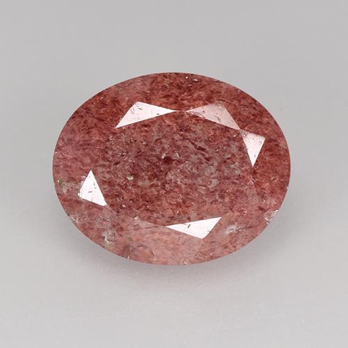 Quartz fraise Brique rouge naturelle Coupe ovale, 3.36 ct, Translucide