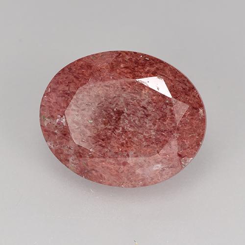 Quartz fraise Brique rouge naturelle Coupe ovale, 3.36 ct, Translucide