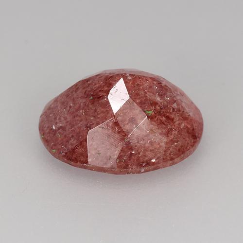 Quartz fraise Brique rouge naturelle Coupe ovale, 3.36 ct, Translucide