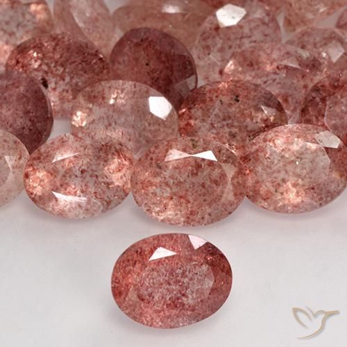 Quartz fraise Rose vif naturelle ovale, 1.73 ct, Translucide