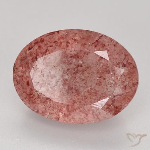 Quartz fraise Rose naturelle ovale, 8.83 ct, Translucide