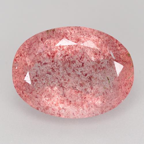 Quartz fraise rose naturelle coupe ovale, 8,98 ct, translucide