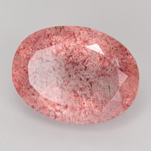 Quartz fraise rose naturelle coupe ovale, 8,98 ct, translucide