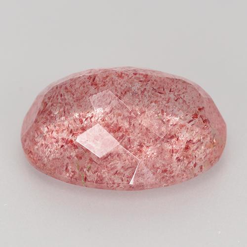 Quartz fraise rose naturelle coupe ovale, 8,98 ct, translucide