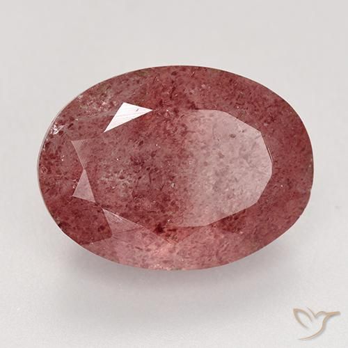 Quartz fraise Rose rose profond naturelle ovale, 9.21 ct, Translucide