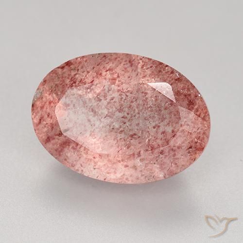 Quartz fraise Rose léger naturelle ovale, 5.77 ct, Translucide