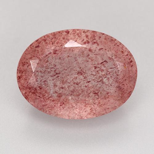 Quartz fraise rose naturelle coupe ovale, 9,33 ct, translucide