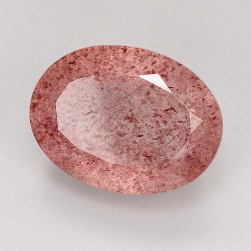 Quartz fraise rose naturelle coupe ovale, 9,33 ct, translucide