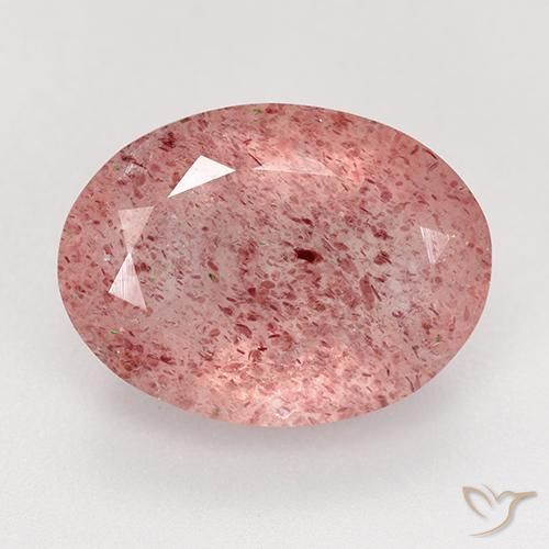 8.34ct Naturel Rose moyen-léger Quartz Fraise, ovale, Translucide