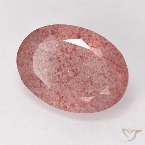 Quartz fraise Rose moyen naturelle ovale, 7.38 ct, Translucide