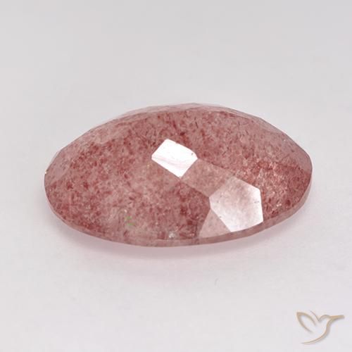 Quartz fraise Rose moyen naturelle ovale, 7.38 ct, Translucide