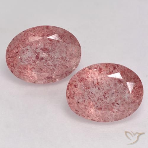 3.49ctw Naturel Rose moyen Quartz Fraise, ovale, Translucide