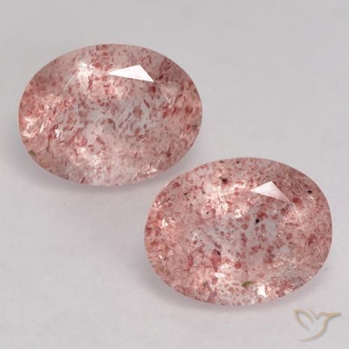 3.10ctw Naturel Rose terreux Quartz Fraise, ovale, Transparent